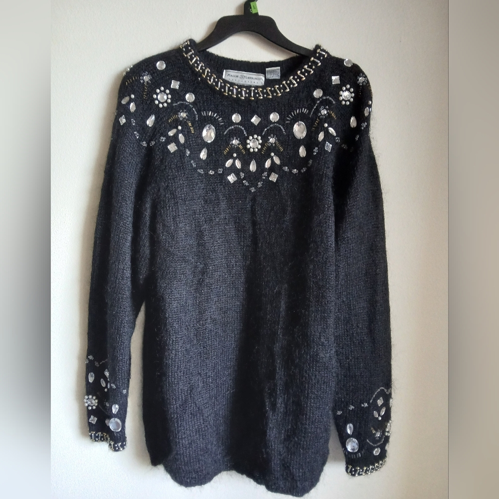Maggie Lawrence Vtg Mohair Whimisgoth Black Sweater Size Large